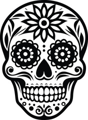 dia de muertos silhouette illustration black and white