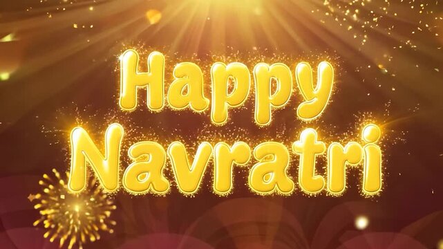 Celebrate navratri with a dazzling golden message, vibrant fireworks, and a festive atmosphere. Perfect for seasonal greetings and promotions