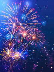 Fototapeta premium A bright display of colorful fireworks lighting up the dark night sky