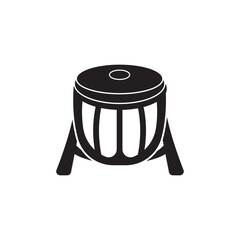 Traditional music drum logo icon, vector illustration template design