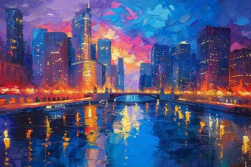 Cityscape with Reflection in the River