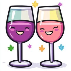 Colorful champagne glasses modern illustration