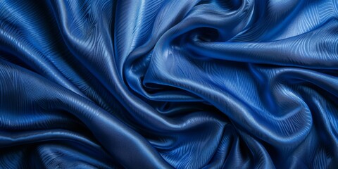 Fototapeta premium Elegant Blue Silk Fabric Background Offering a Smooth and Luxurious Texture with Copy Space for Design Flexibility
