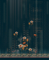 Digital kurti design with Flower and texture.