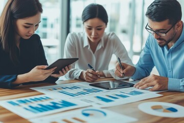Fototapeta premium Business People Analyzing Data Charts
