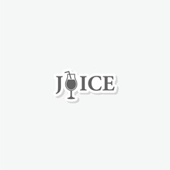  Juice word icon sticker isolated on gray background