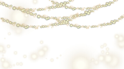  LED neon lamp. Golden bokeh on a light background.Glowing garland of lights/ Background with a coil and confetti.A banner with glitter and garlands.Golden and Silver serpentine with glowing lights.