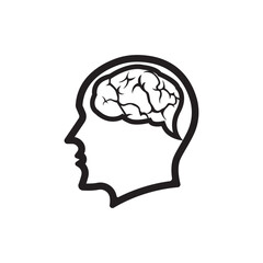 Human head with brain silhouette icon