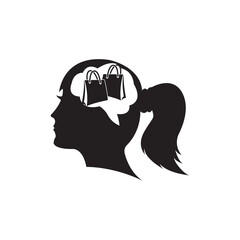 Human head with brain silhouette icon