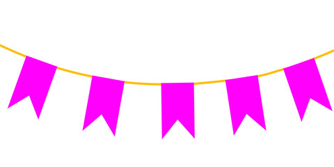 Fototapeta premium Party decoration, Birthday banner, party banner, birthday decorations, pink banner, flag, decoration, banner png, triangle flag decoration, decoration festival, ribbon