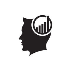 Human head with brain silhouette icon