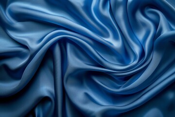 Fototapeta premium Elegance in Blue: A Luxurious Silk Fabric Background Offering a Smooth and Opulent Texture for Copy Space