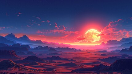 Beautiful image of a desert landscape at sunset with shifting weather patterns, capturing the harsh conditions and emphasizing the necessity for sustainability and climate change action. high