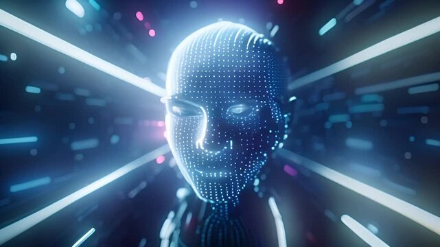 Drehender Cyber Kopf, k&uuml;nstliche Intelligenz