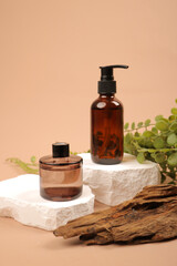 Natural Amber Bottles Template with Rustic Elements