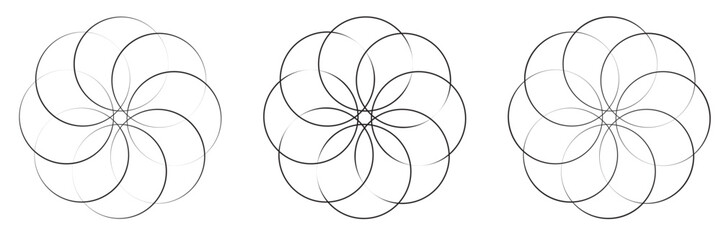 Intersecting, overlapping circles, rings element. Isolated on white background.eps10