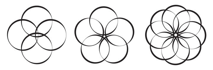 Intersecting, overlapping circles, rings element. Isolated on white background.eps10