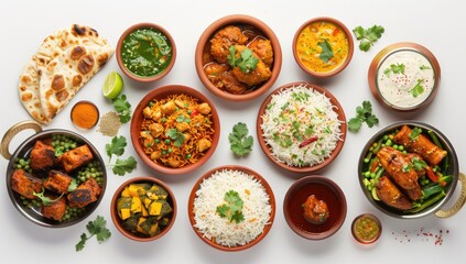 Fototapeta premium Indian Cuisine Feast: A Delicious Spread of Dishes
