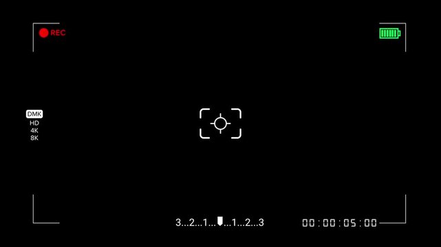 Video Camera Recording Screen. Camcorder Screen Interface. Viewfinder Camera Recording Screen