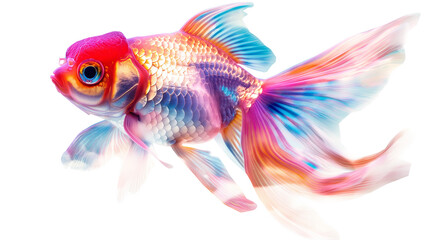 A colorful fish with a red head swimming in the water