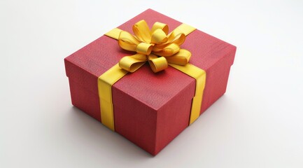 Obraz premium Red Gift Box with Yellow Ribbon and Bow