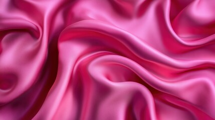 Fototapeta premium Close-Up of Pink Silk Fabric Draped in Elegant Waves