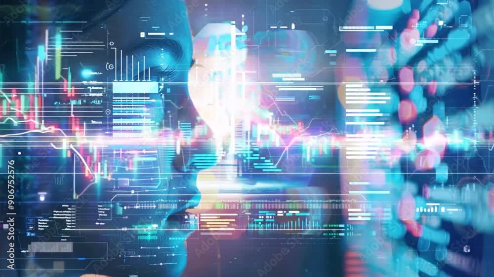 Poster Developer coding AI and big data solutions for e-commerce