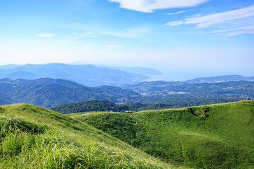 Verdant Crater of Mount Omuro Overlooking the Sea in Japan