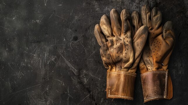 Riggers gloves made of leather with space for text