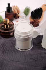 Premium Cosmetic Jar Mockup with Skincare Accessories