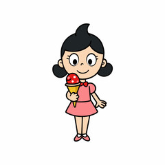 Girl holding an ice cream cone, enjoying a treat