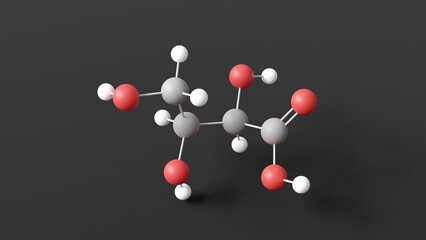 l-threonic acid molecule 3d, molecular structure, ball and stick model, structural chemical formula plant metabolite