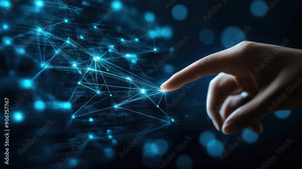 Poster finger interacting with a digital network
