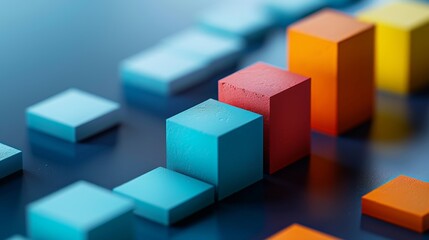Colorful blocks arranged in an ascending pattern, symbolizing growth, success, and progress.