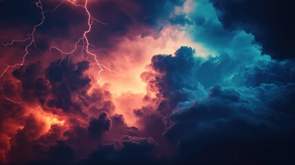 Fototapeta premium Lightning Striking Through a Dramatic Sky