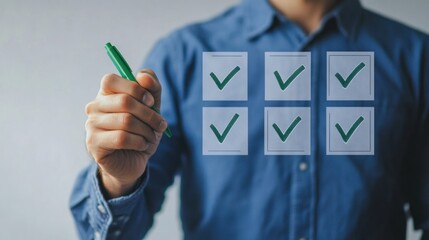 Person Marking Checkmarks on a Checklist