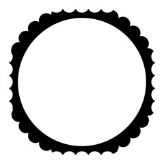 Scalloped frame in circle shape. Vector illustration.