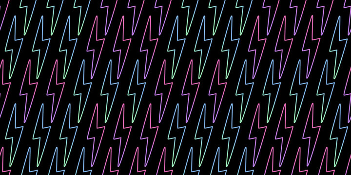 Gradient Lightning bolt pattern. Groovy funky linear flash repeated ornament. Energy and power sign. Vector illustration design for background, backdrop and social media.
