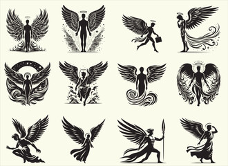 Man Angel Silhouette Vector Illustration