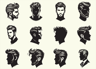 Man Hairstyle Silhouette Vector Illustration