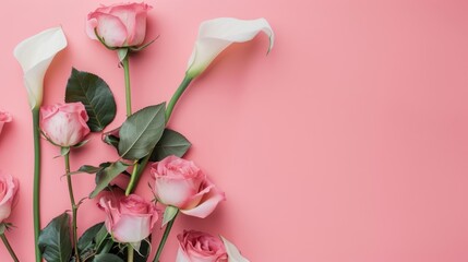 Fototapeta premium Pink and White Flowers on a Pink Background