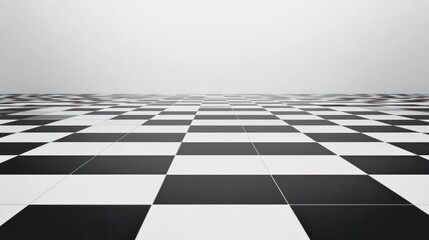 Black and White Checkerboard Floor with Perspective
