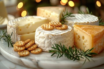 Cheeseboard with Crackers and Rosemary