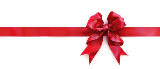 Red Satin Bow and Ribbon on a White Background