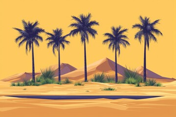 Palm Trees Oasis in the Desert