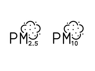 PM 25 icon and PM 10 icon. Clipart image isolated on white background