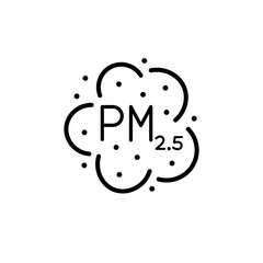 PM 25 dust cloud line icon. Clipart image isolated on white background