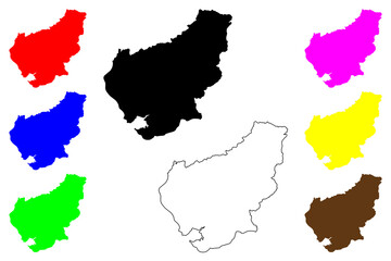 Lorrach district (Federal Republic of Germany, rural district, Baden-Wurttemberg State) map vector illustration, scribble sketch Lorrach map