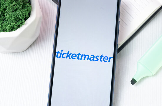 New York, USA - 1 August 2024: Ticketmaster Logo on Phone Screen, Icon on Display