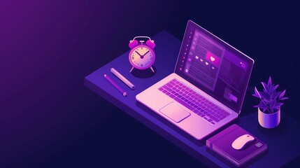 Isometric Illustration of a Laptop on a Desk